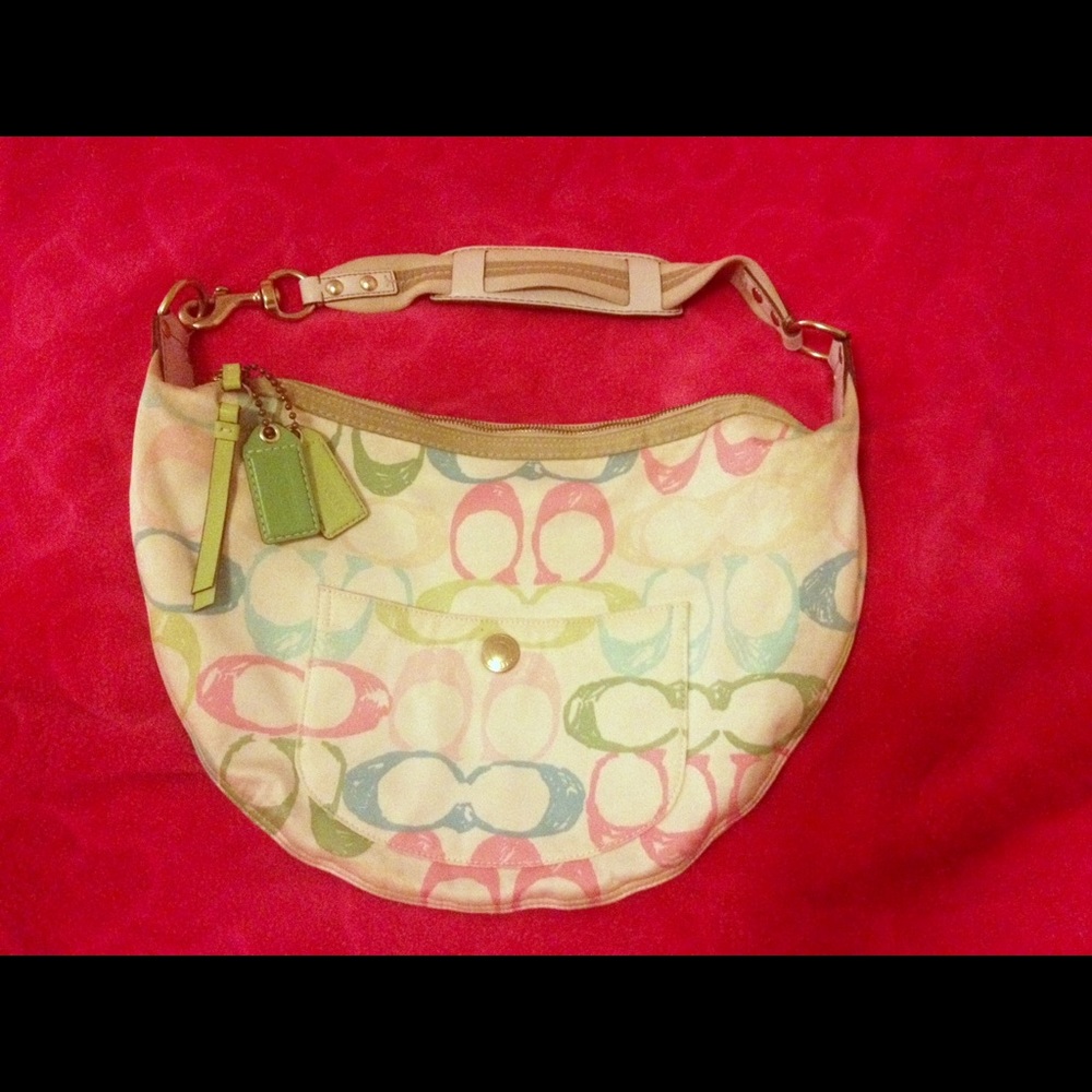 Coach Pastel Multicolor Scribble Hobo